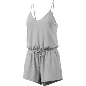 Joes Jeans Heather Grey Knit Romper Sleeveless V-Neck Drawstring Waist Womens M